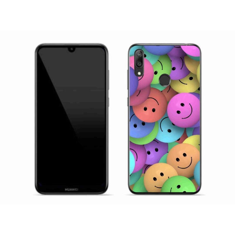 Gelový kryt mmCase na mobil Huawei Y7 (2019) - barevní smajlíci