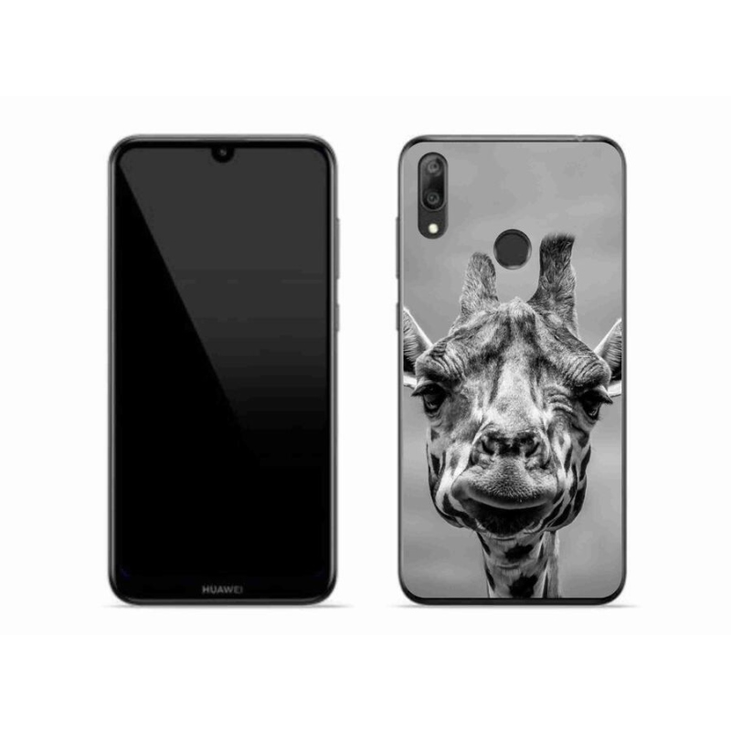 Gelový kryt mmCase na mobil Huawei Y7 (2019) - černobílá žirafa
