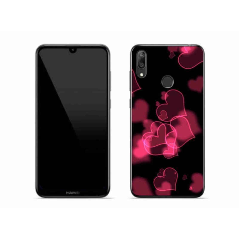 Gelový kryt mmCase na mobil Huawei Y7 (2019) - červená srdíčka