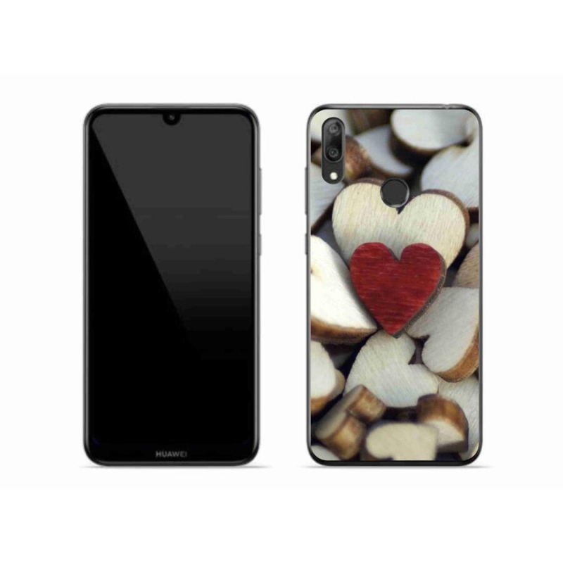 Gelový kryt mmCase na mobil Huawei Y7 (2019) - gravírované červené srdce