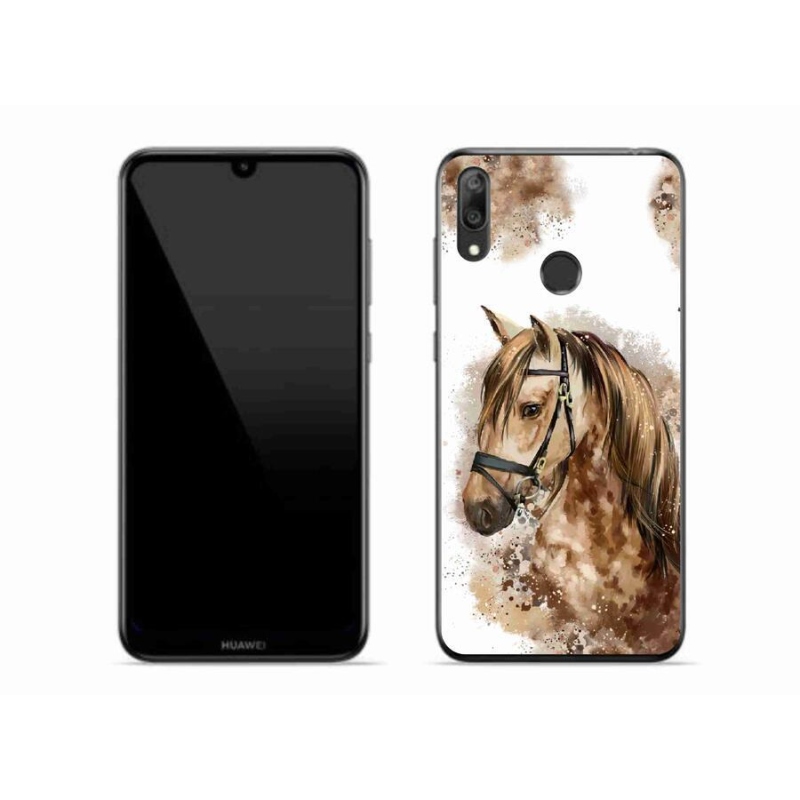 Gelový kryt mmCase na mobil Huawei Y7 (2019) - hnědý kreslený kůň