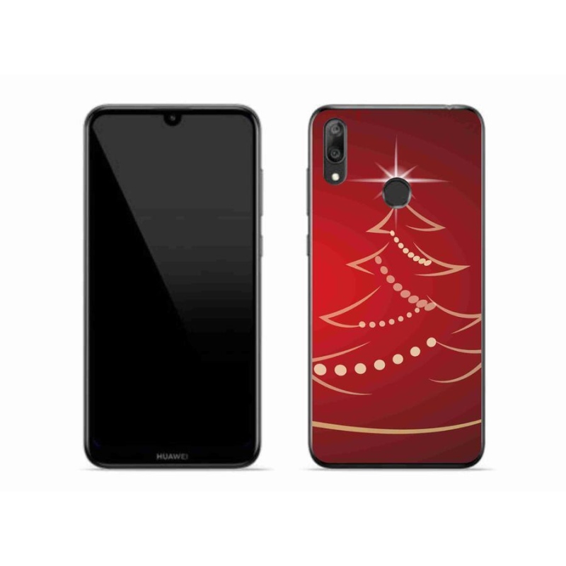 Gelový kryt mmCase na mobil Huawei Y7 (2019) - kreslený vánoční stromek