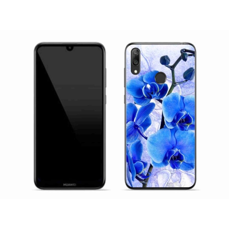 Gelový kryt mmCase na mobil Huawei Y7 (2019) - modré květy