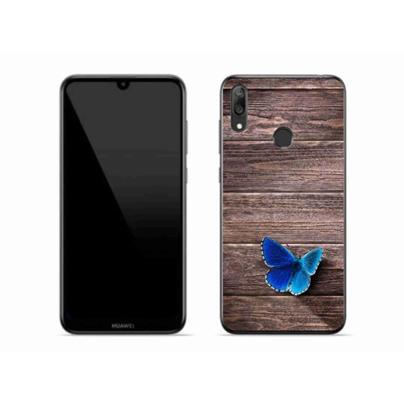 Gelový kryt mmCase na mobil Huawei Y7 (2019) - modrý motýl 1
