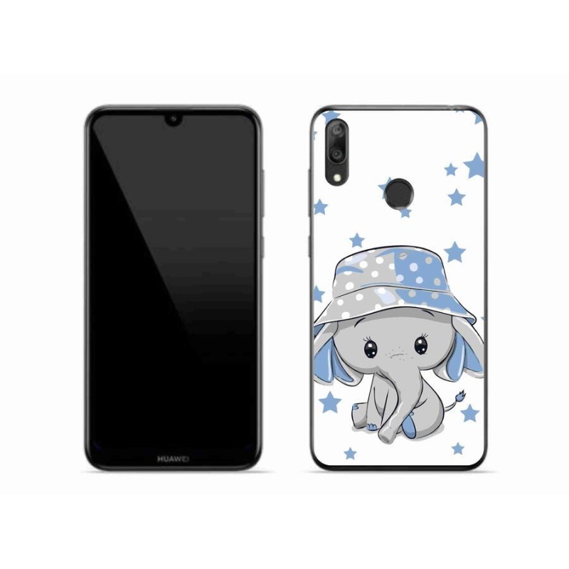 Gelový kryt mmCase na mobil Huawei Y7 (2019) - modrý slon
