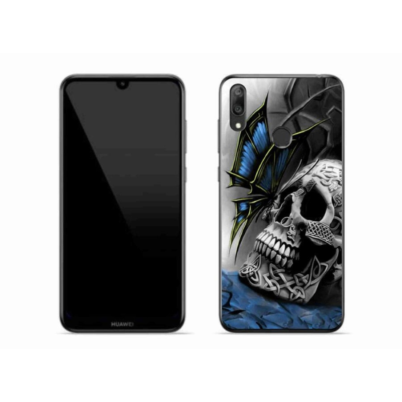Gelový kryt mmCase na mobil Huawei Y7 (2019) - motýl a lebka