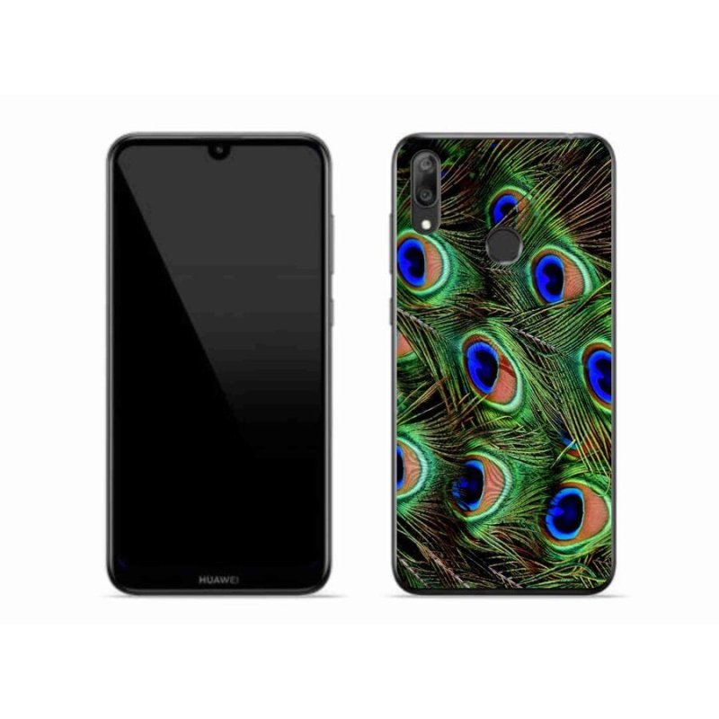 Gelový kryt mmCase na mobil Huawei Y7 (2019) - paví peří