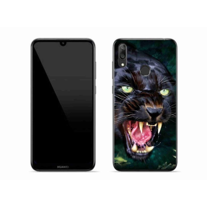 Gelový kryt mmCase na mobil Huawei Y7 (2019) - rozzuřený černý panter
