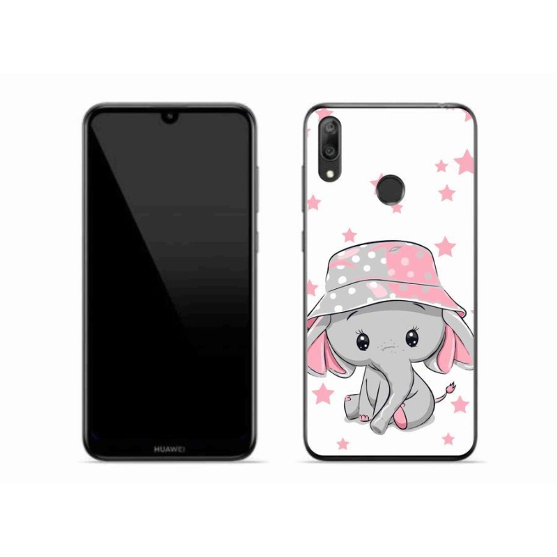 Gelový kryt mmCase na mobil Huawei Y7 (2019) - růžový slon