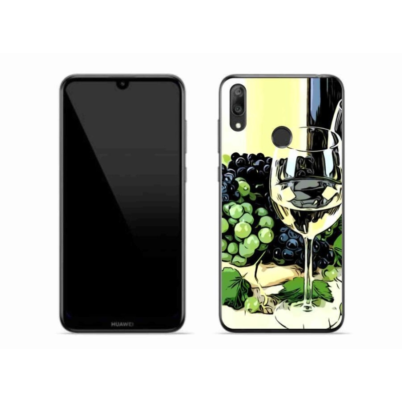 Gelový kryt mmCase na mobil Huawei Y7 (2019) - sklenka vína