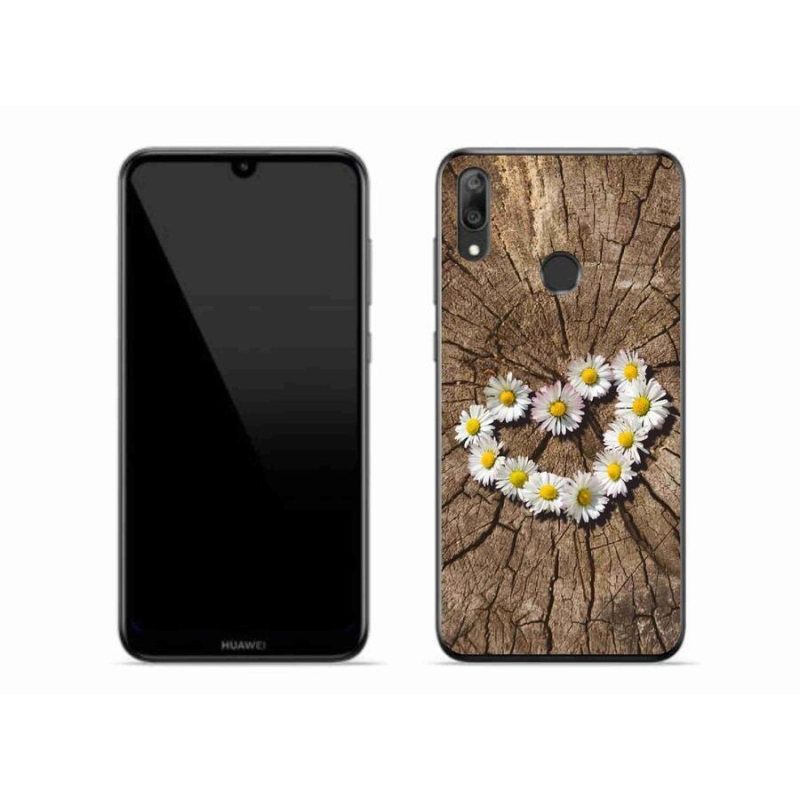 Gelový kryt mmCase na mobil Huawei Y7 (2019) - srdce z kopretin