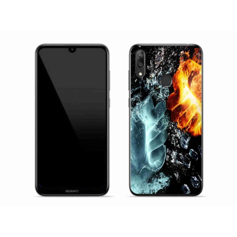 Gelový kryt mmCase na mobil Huawei Y7 (2019) - voda a oheň