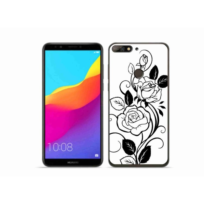Gelový kryt mmCase na mobil Huawei Y7 Prime (2018) - černobílá růže