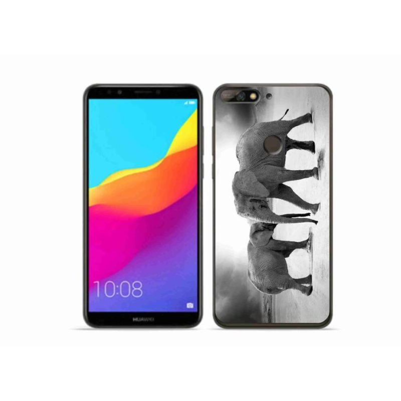 Gelový kryt mmCase na mobil Huawei Y7 Prime (2018) - černobílí sloni