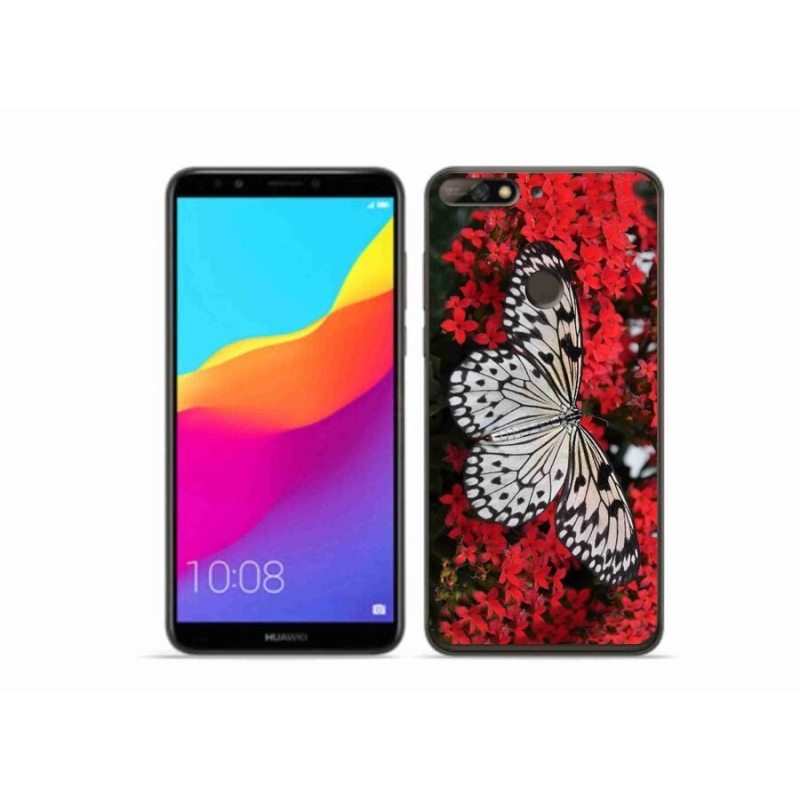 Gelový kryt mmCase na mobil Huawei Y7 Prime (2018) - černobílý motýl 1