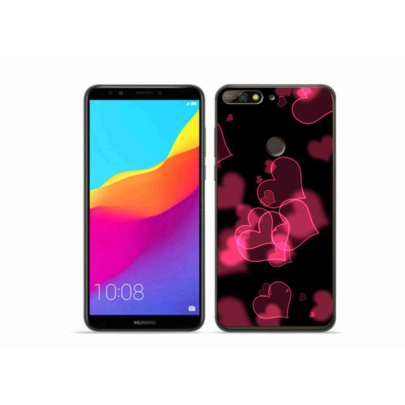 Gelový kryt mmCase na mobil Huawei Y7 Prime (2018) - červená srdíčka