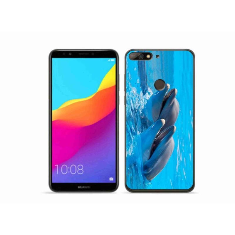 Gelový kryt mmCase na mobil Huawei Y7 Prime (2018) - delfíni