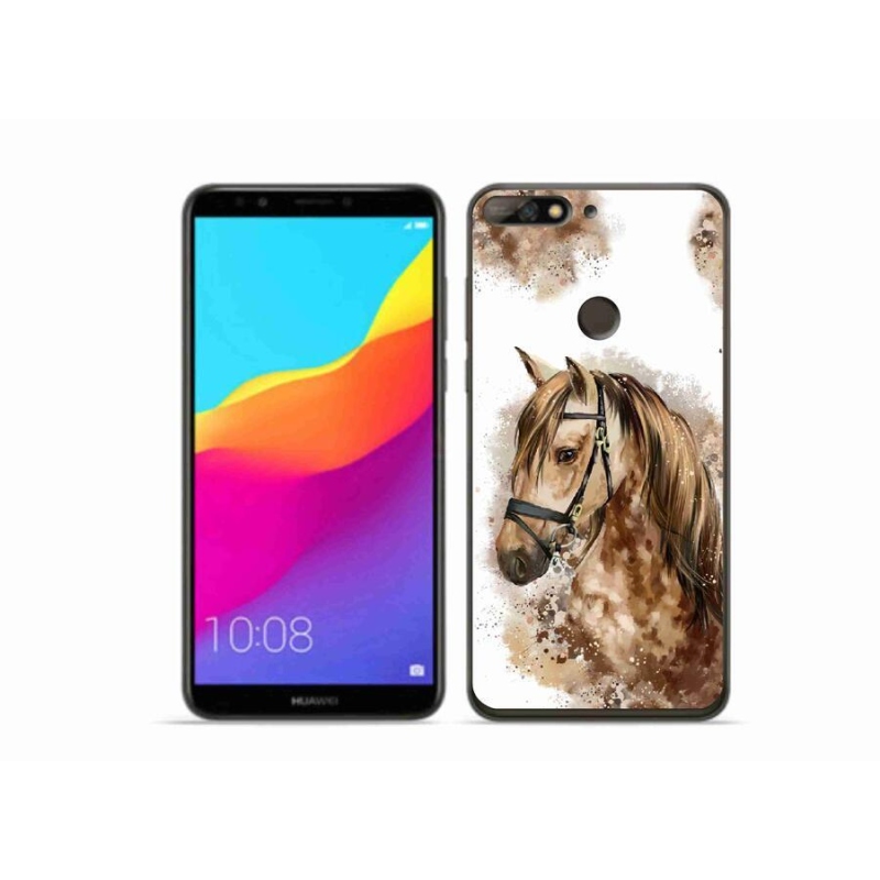 Gelový kryt mmCase na mobil Huawei Y7 Prime (2018) - hnědý kreslený kůň