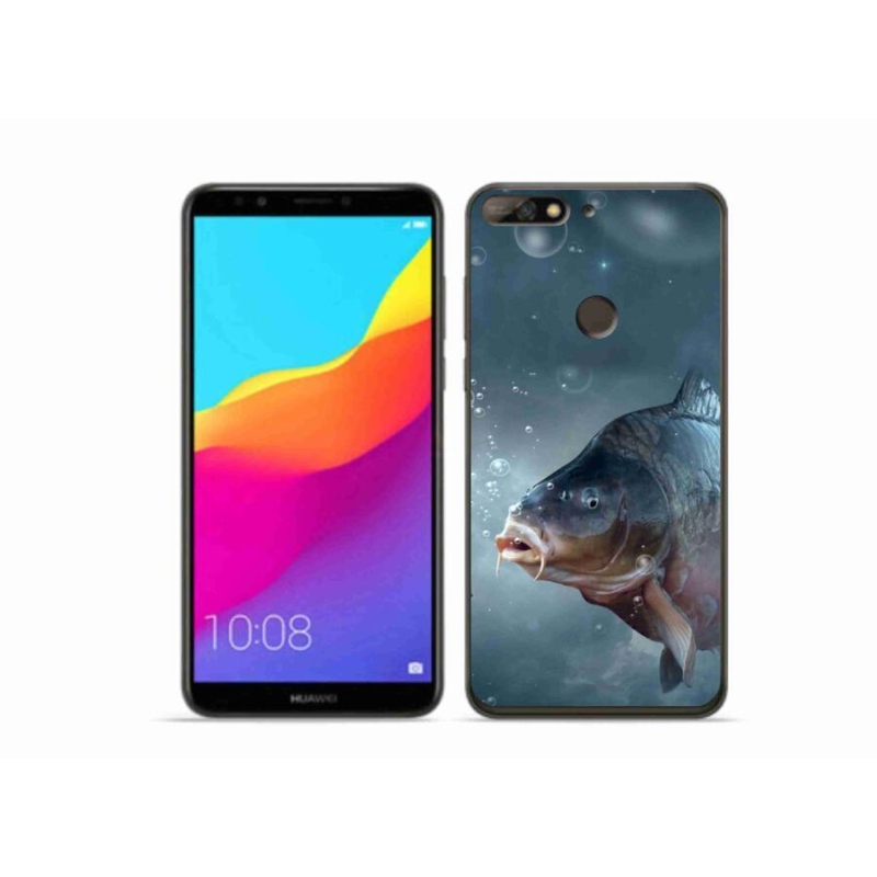Gelový kryt mmCase na mobil Huawei Y7 Prime (2018) - kapr a bublinky