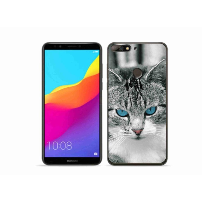 Gelový kryt mmCase na mobil Huawei Y7 Prime (2018) - kočičí pohled 1