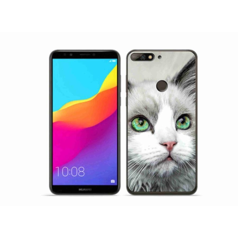 Gelový kryt mmCase na mobil Huawei Y7 Prime (2018) - kočičí pohled