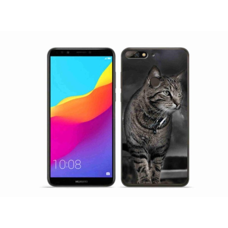 Gelový kryt mmCase na mobil Huawei Y7 Prime (2018) - kočka