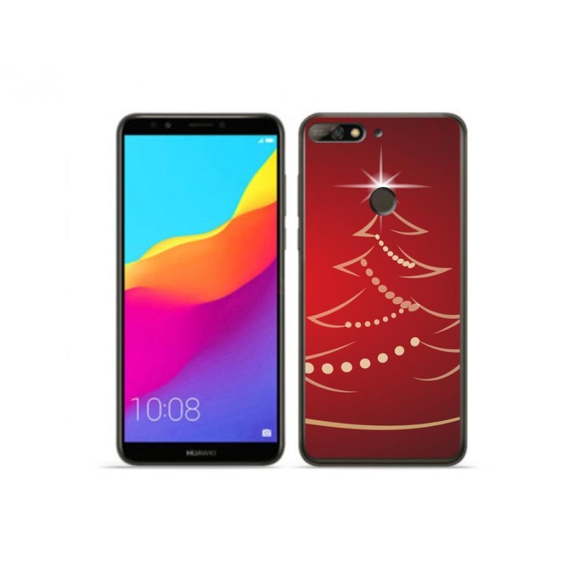 Gelový kryt mmCase na mobil Huawei Y7 Prime (2018) - kreslený vánoční stromek