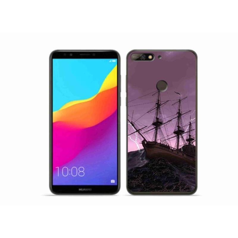 Gelový kryt mmCase na mobil Huawei Y7 Prime (2018) - loď v bouři