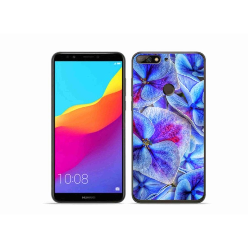 Gelový kryt mmCase na mobil Huawei Y7 Prime (2018) - modré květy 1