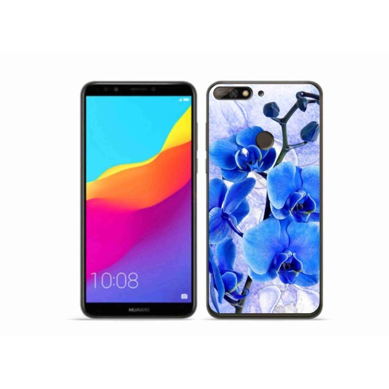 Gelový kryt mmCase na mobil Huawei Y7 Prime (2018) - modré květy