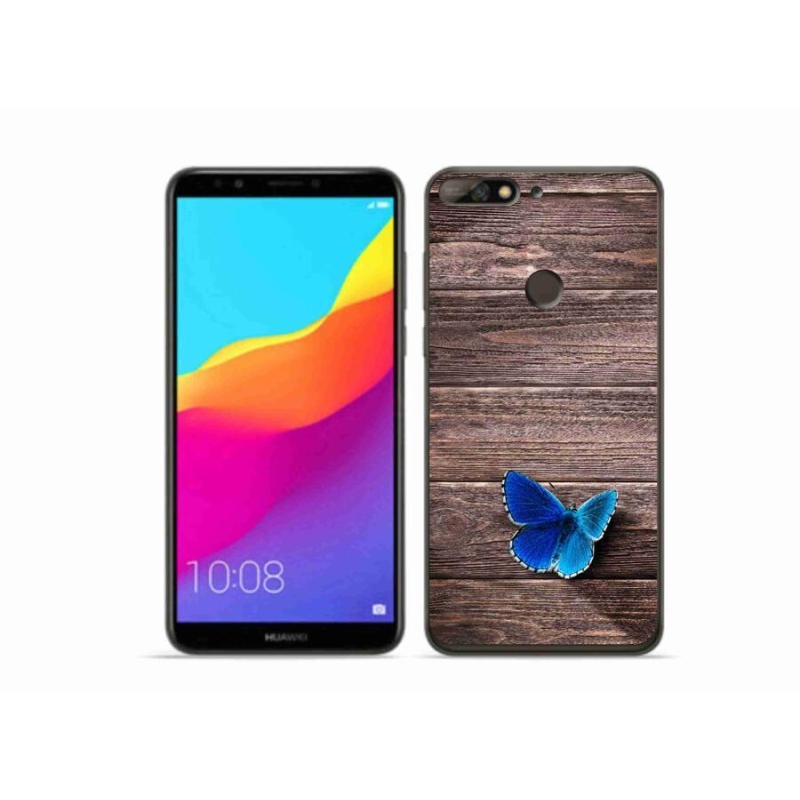 Gelový kryt mmCase na mobil Huawei Y7 Prime (2018) - modrý motýl 1