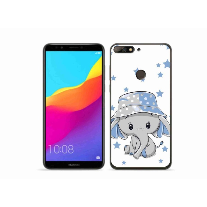 Gelový kryt mmCase na mobil Huawei Y7 Prime (2018) - modrý slon