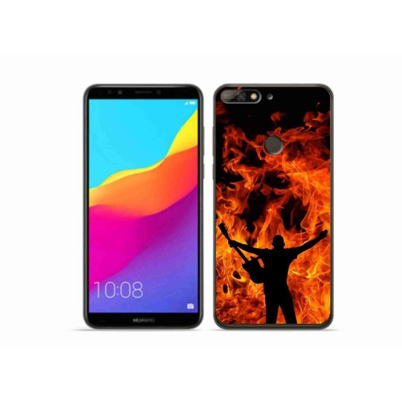 Gelový kryt mmCase na mobil Huawei Y7 Prime (2018) - muzikant a oheň