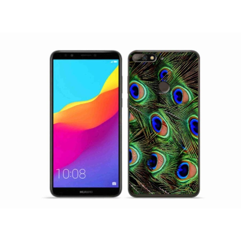 Gelový kryt mmCase na mobil Huawei Y7 Prime (2018) - paví peří