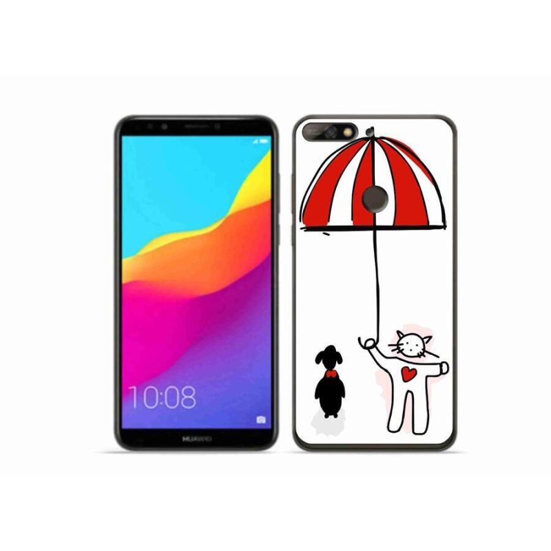 Gelový kryt mmCase na mobil Huawei Y7 Prime (2018) - pejsek a kočička