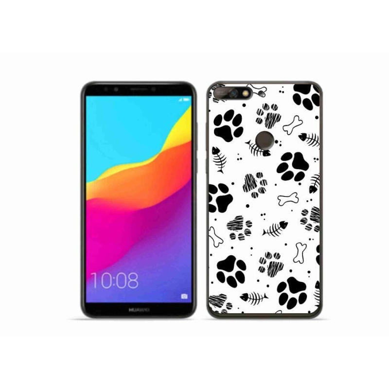 Gelový kryt mmCase na mobil Huawei Y7 Prime (2018) - psí tlapky 1