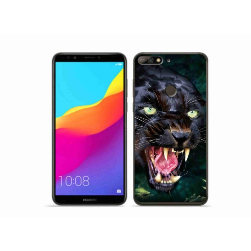 Gelový kryt mmCase na mobil Huawei Y7 Prime (2018) - rozzuřený černý panter