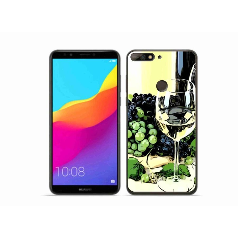 Gelový kryt mmCase na mobil Huawei Y7 Prime (2018) - sklenka vína