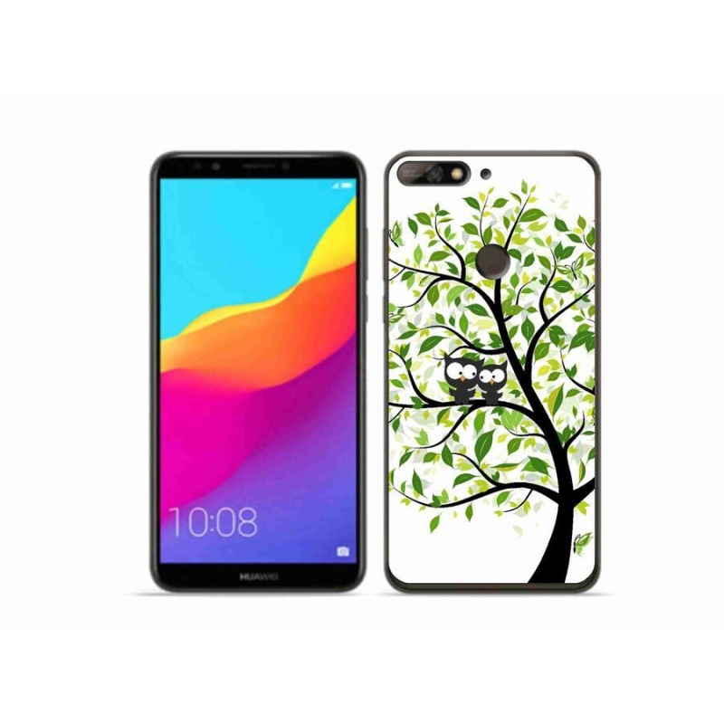 Gelový kryt mmCase na mobil Huawei Y7 Prime (2018) - sovičky na stromě