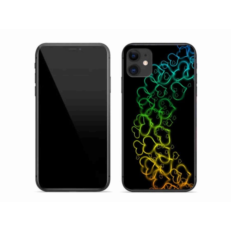 Gelový kryt mmCase na mobil iPhone 11 - barevná srdíčka