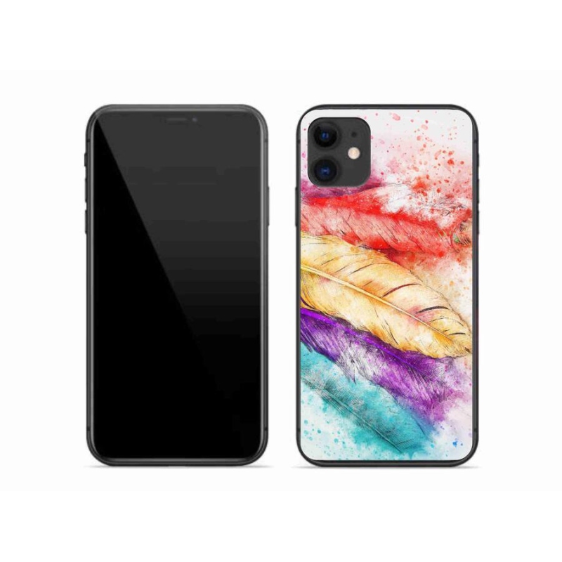 Gelový kryt mmCase na mobil iPhone 11 - barevné peří
