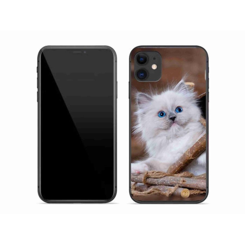 Gelový kryt mmCase na mobil iPhone 11 - bílé kotě