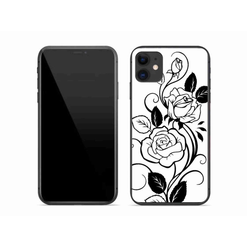 Gelový kryt mmCase na mobil iPhone 11 - černobílá růže
