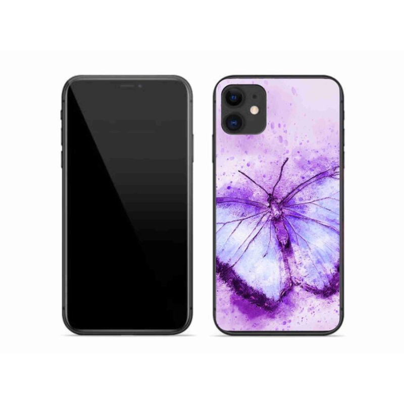 Gelový kryt mmCase na mobil iPhone 11 - fialový motýl