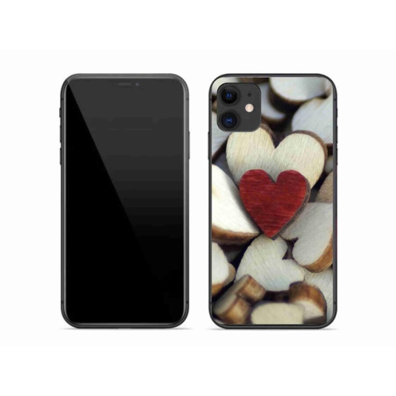 Gelový kryt mmCase na mobil iPhone 11 - gravírované červené srdce