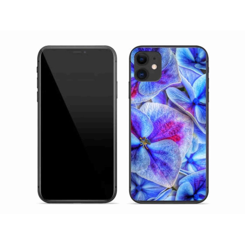 Gelový kryt mmCase na mobil iPhone 11 - modré květy 1