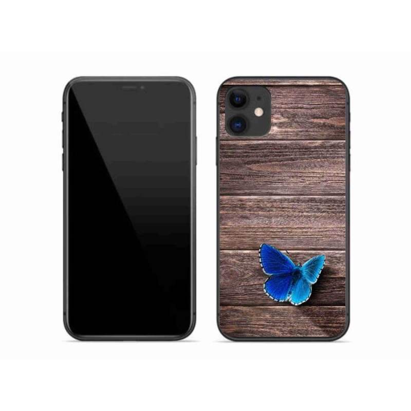 Gelový kryt mmCase na mobil iPhone 11 - modrý motýl 1