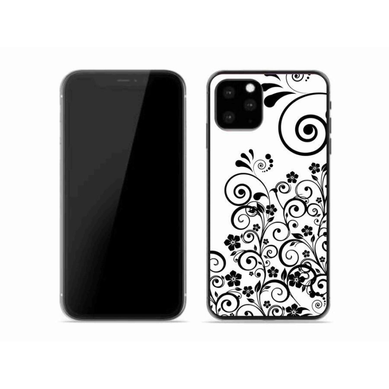 Gelový kryt mmCase na mobil iPhone 11 Pro - černobílé květinové vzory