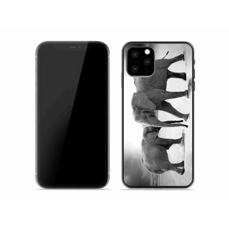 Gelový kryt mmCase na mobil iPhone 11 Pro - černobílí sloni