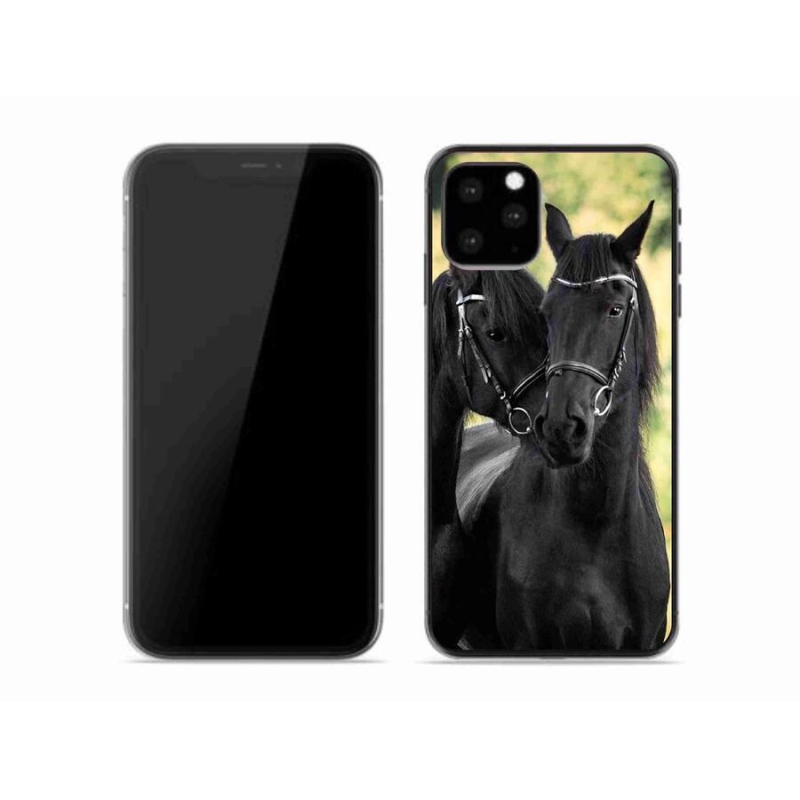Gelový kryt mmCase na mobil iPhone 11 Pro - dva černí koně